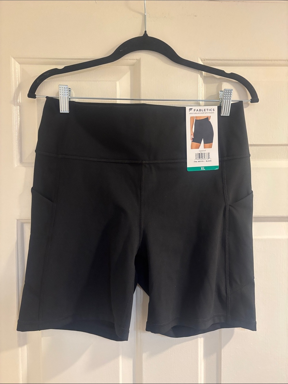 Fabletics Black High-Waist Pocket Bike Shorts. 2 available